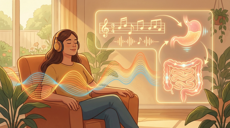 La musica ritmica potrebbe influenzare positivamente la digestione e la salute intestinale, ma servono ulteriori ricerche.