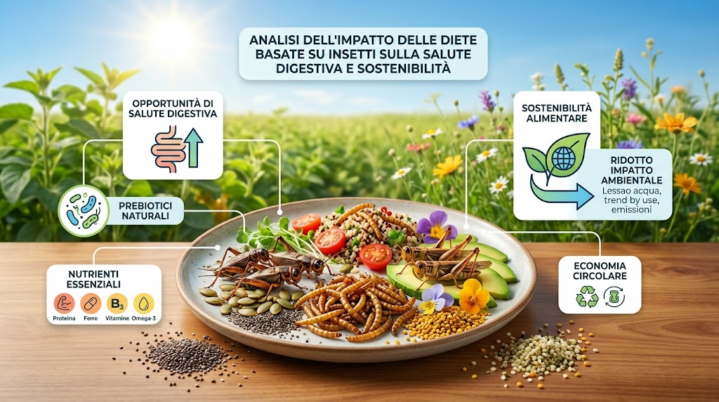 Diete basate su insetti: opportunità per la salute digestiva e sfide per la sostenibilità alimentare