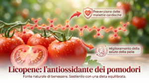 Il licopene nel pomodoro: potenziale nella prevenzione delle malattie cardiache e nel miglioramento della salute della pelle.